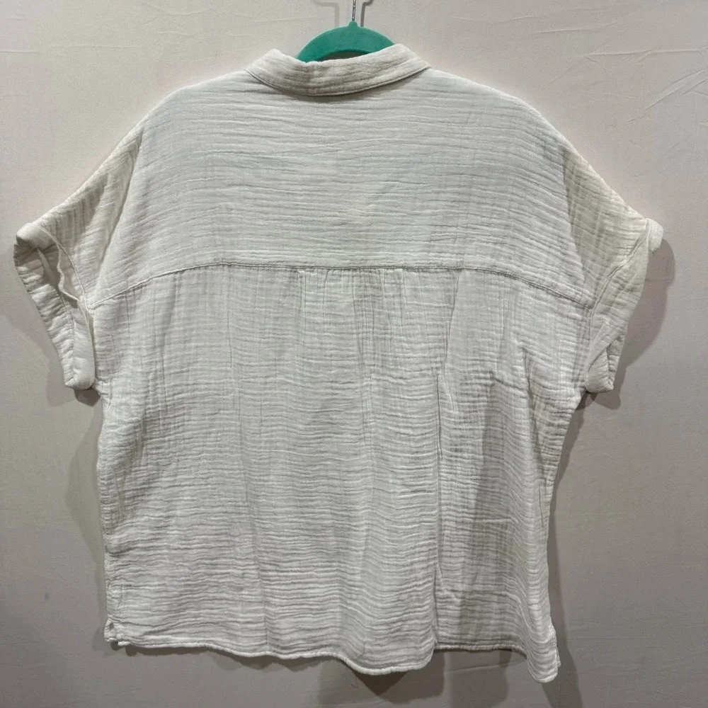 Sonoma Goods For Life White Cotton Gauze Vital Shirt WS21W011RS2 Womens XL New - Picture 2 of 12